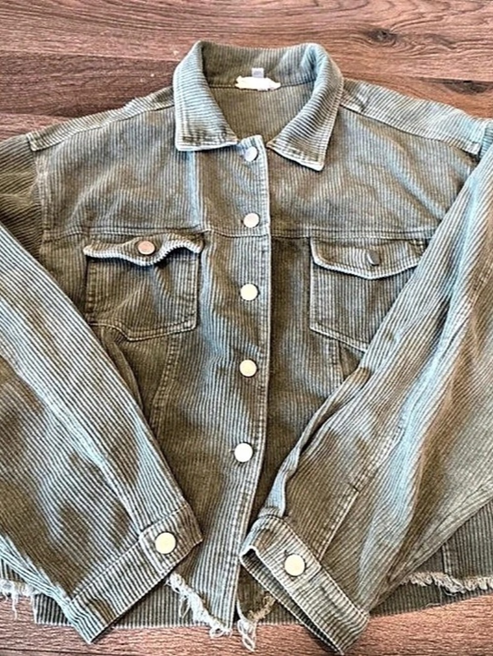 Altar’d State Corduroy Striped Jacket Green Size Medium